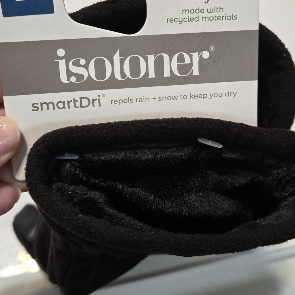 Isotoner Black Gloves with smartDri Technology NWT MENS LARGE ECO COMFORT